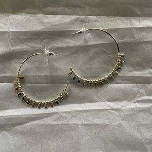Silver Beaded Hoop Earrings
